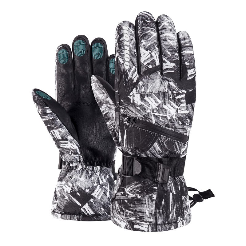 HOIHOO Ski Gloves  Waterproof Snow Gloves -30? Winter Gloves for Cold Weather Touchscreen Snowboard Glove Warm for Men Women (Black  Large) - Image 1